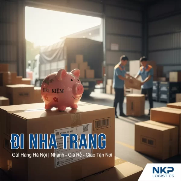 3. Heo đất tiết kiệm đặt trên thùng hàng đi Nha Trang