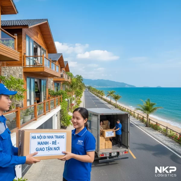 4. Bàn tay trao gói hàng trước cửa nhà view biển