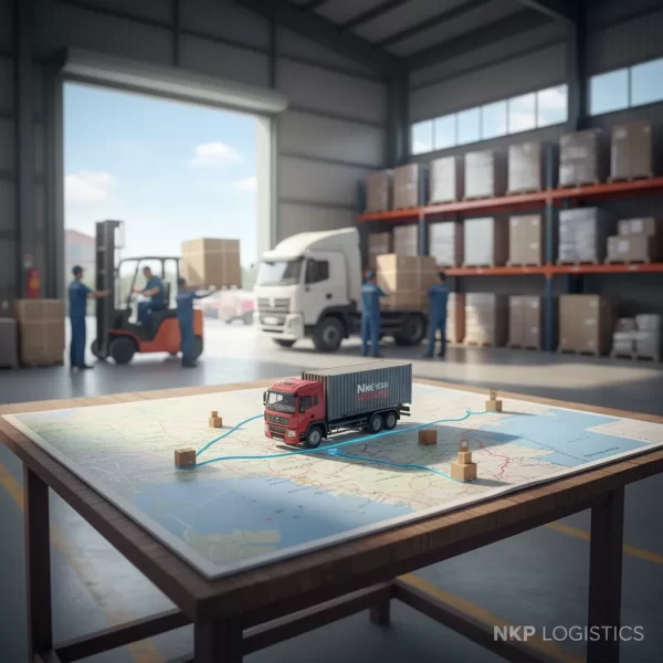 1. Xe tải trên bản đồ kết nối Long An và Bắc Giang.