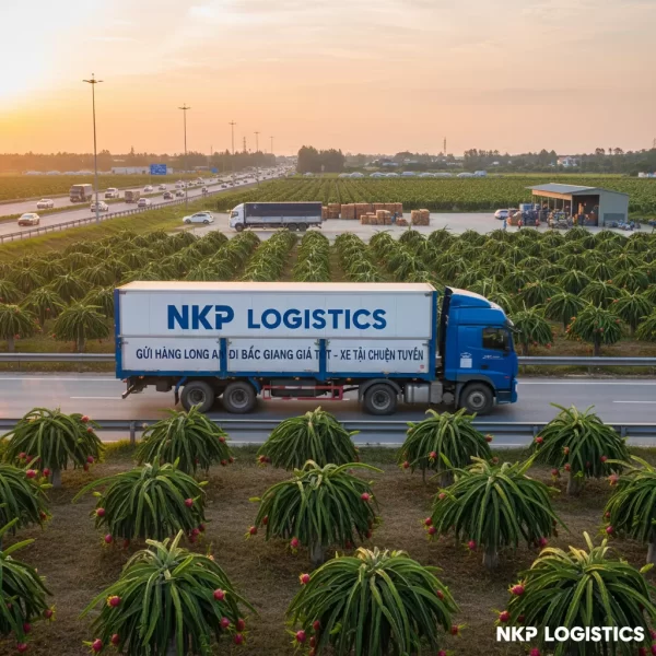 2. Xe tải lướt qua vườn thanh long Long An.