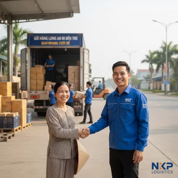 4. Người tài xế vui vẻ bắt tay khách hàng miền Tây.