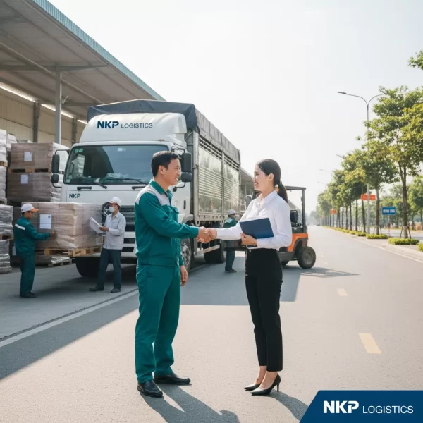 2.  Tài xế và khách hàng bắt tay tại Bình Định