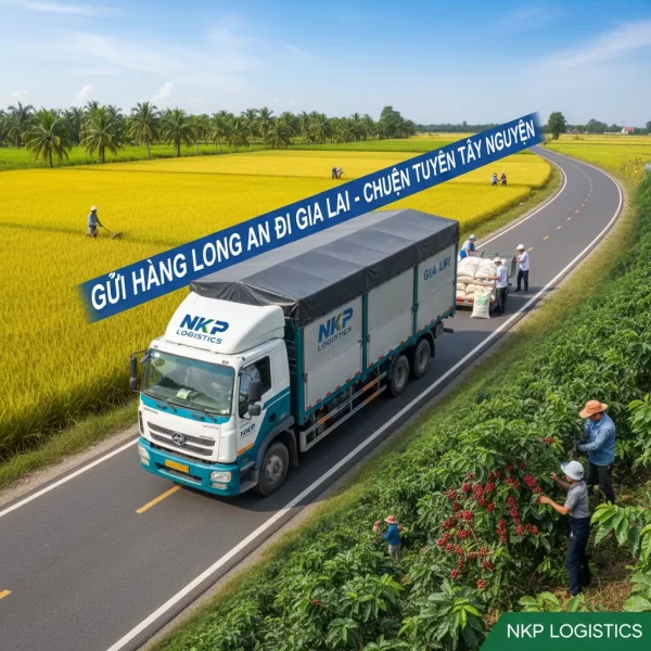 1. Xe tải nối liền cánh đồng lúa Long An và đồi cà phê Gia Lai.