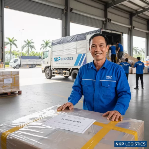 2. Nụ cười hài lòng bên kiện hàng đi Nam Định