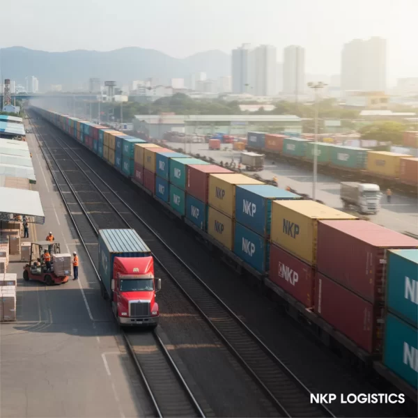 1. Đoàn tàu chở hàng lướt qua lăng kính mờ ảo của tốc độ.