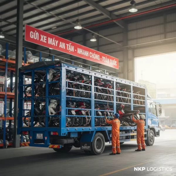 3. Xe máy xếp trên xe tải chuyên dụng