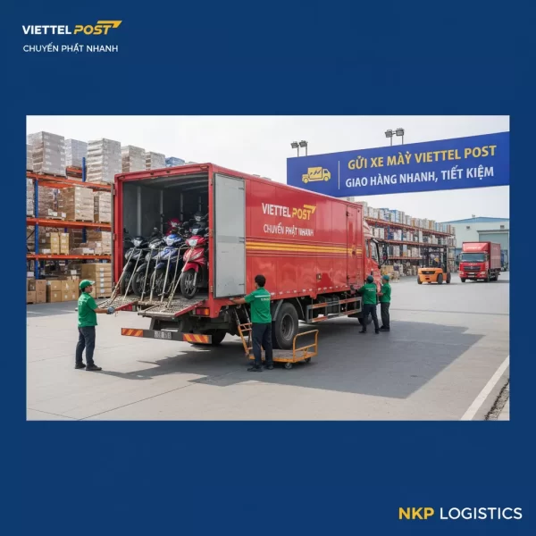 2. Xe tải chuyên dụng Viettel Post vận chuyển xe máy