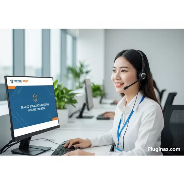 Chuyên viên chăm sóc khách hàng đeo tai nghe