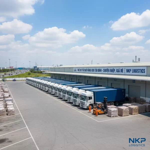 3. Dàn xe tải chở hàng đậu ngay ngắn trong bãi xe