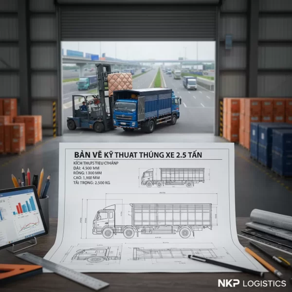 Bản vẽ kỹ thuật thùng xe 2.5 tấn