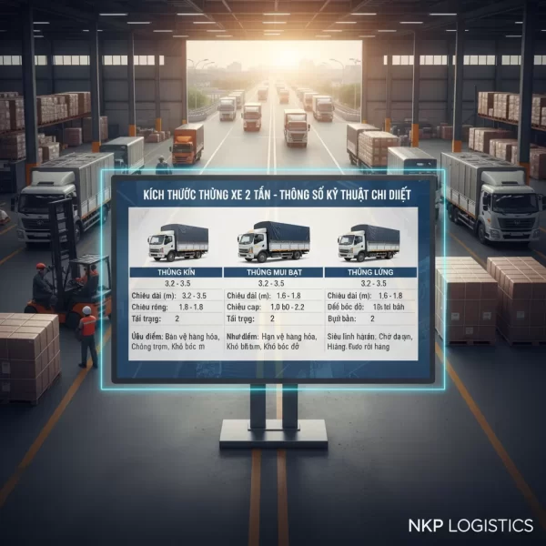 Infographic so sánh các loại thùng xe 2 tấn
