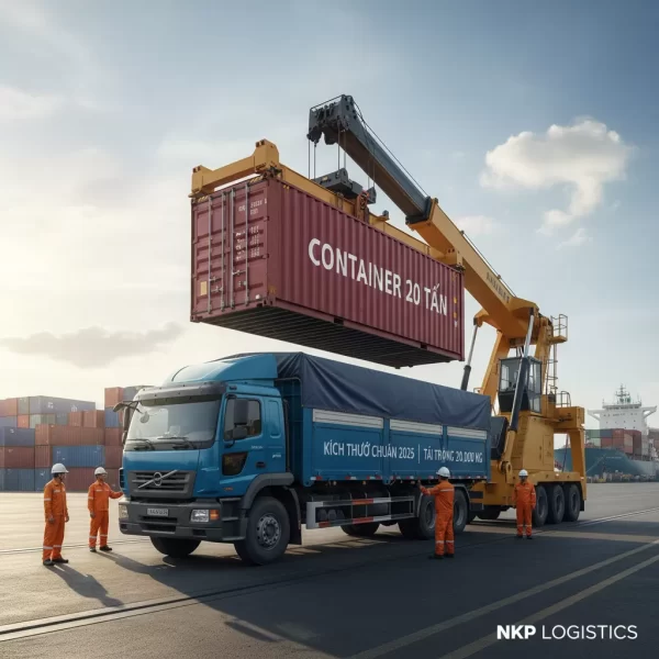 2. Xe 20 tấn xếp dỡ hàng tại cảng