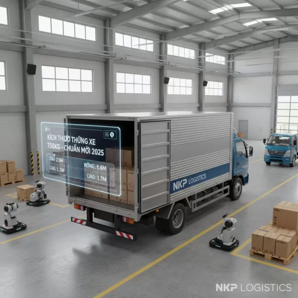 Mô phỏng 3D thùng xe 750kg tiêu chuẩn 2025