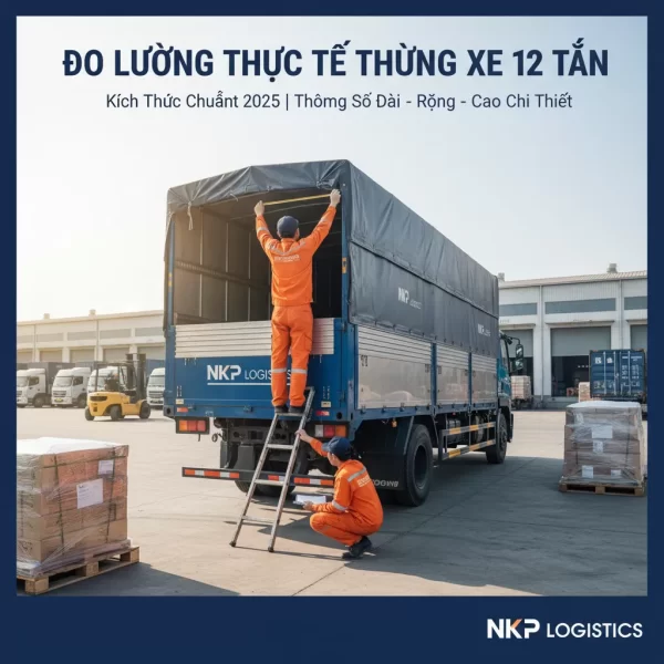 4.  Đo lường thực tế thùng xe 12 tấn