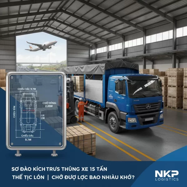 Sơ đồ kích thước thùng xe 15 tấn