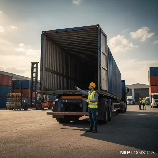 2. Người đứng cạnh thùng xe tải 30 tấn