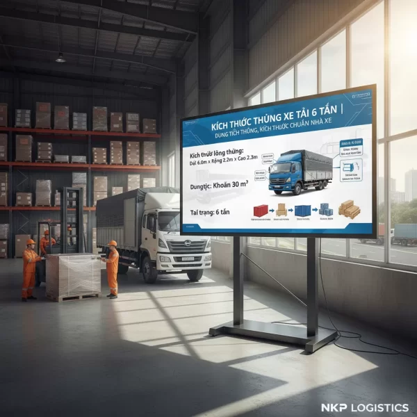 Infographic kích thước thùng xe 6 tấn