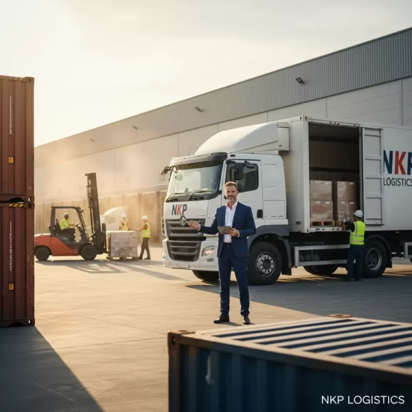 3.  Doanh nhân bên xe công ty