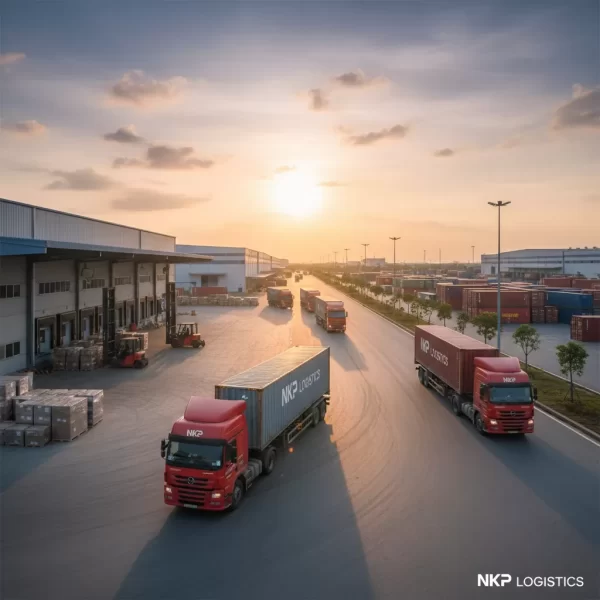 1. Đoàn xe container NKP Logistics tại khu công nghiệp Bình Dương.