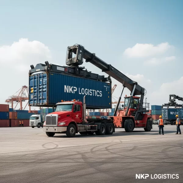 3. Xe đầu kéo NKP Logistics nâng hạ container tại cảng.