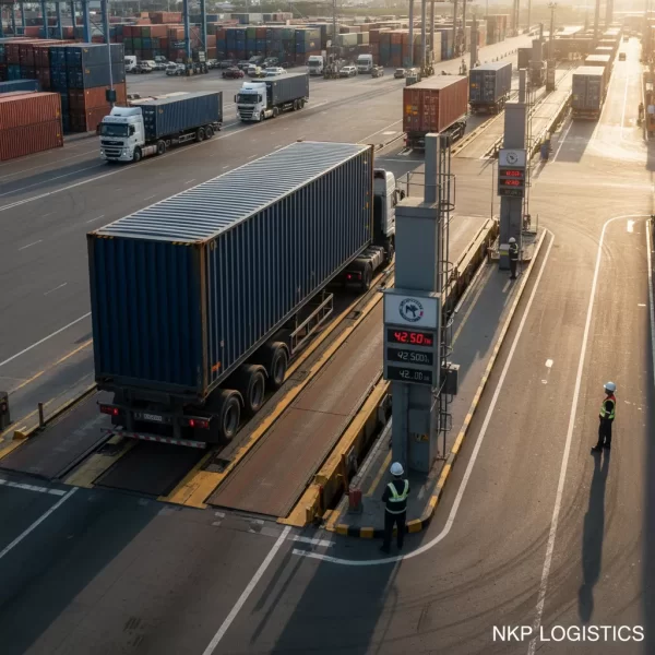 1.  Cân tải trọng xe container tại trạm