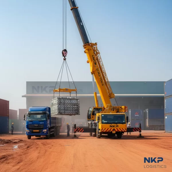 1. Xe cẩu tự hành tại công trường Long An