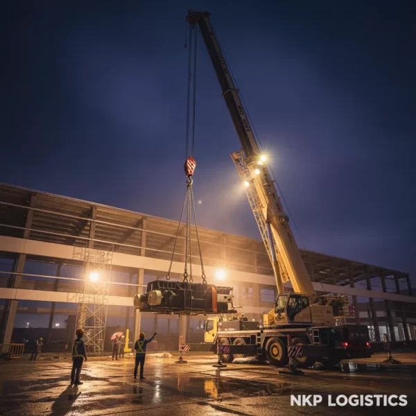 2. Xe cẩu tự hành làm việc ban đêm