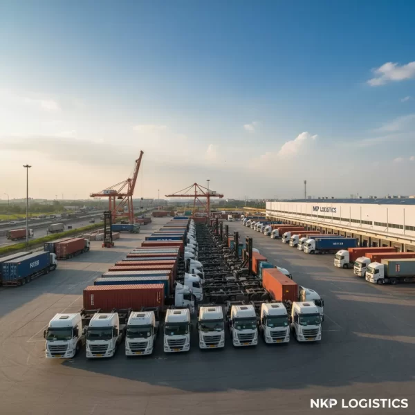 1. Dàn xe đầu kéo hùng hậu tại khu công nghiệp Hưng Yên.