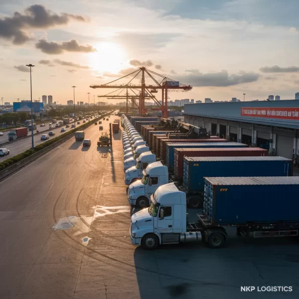 1. Đội xe đầu kéo xếp hàng ngay ngắn