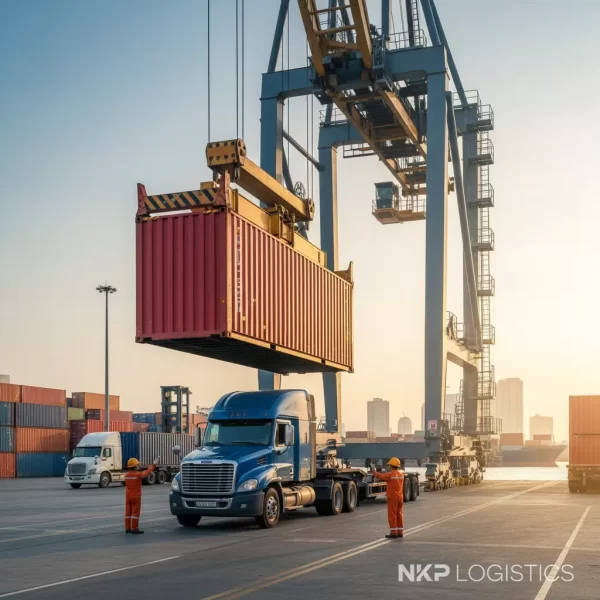2. Cẩu container lên xe tại cảng