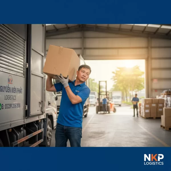 2. Tài xế Nguyễn Kiên Phát tận tâm bốc xếp hàng