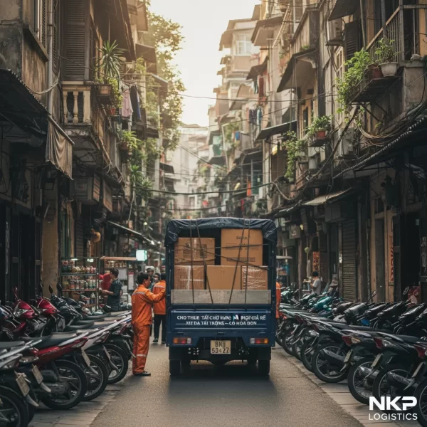 3. Xe tải luồn lách ngõ nhỏ Hà Nội