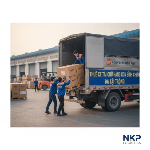 2. Tài xế mặc đồng phục hỗ trợ bốc xếp hàng