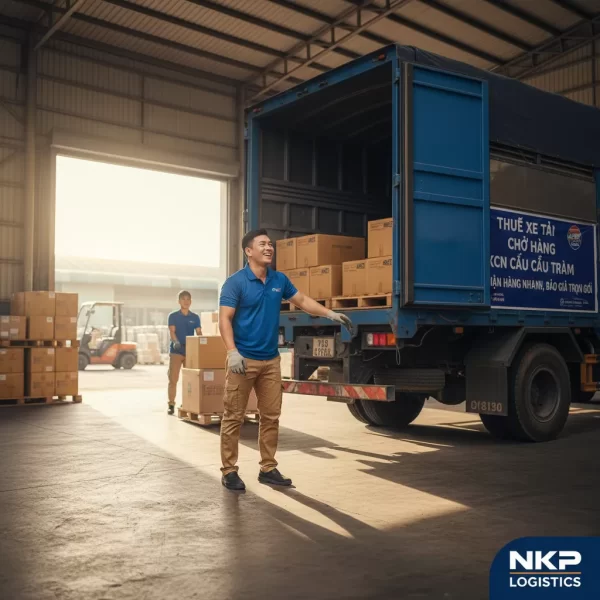 2. Tài xế nhiệt tình bốc hàng lên xe