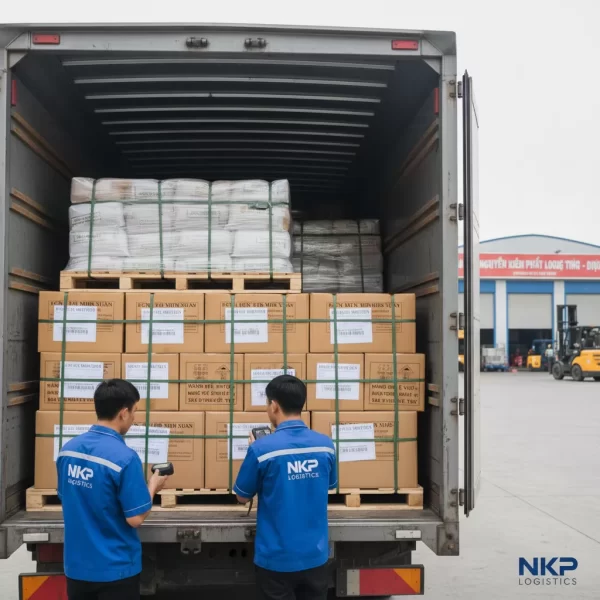 3. Hàng hóa được sắp xếp gọn gàng trong thùng xe tải