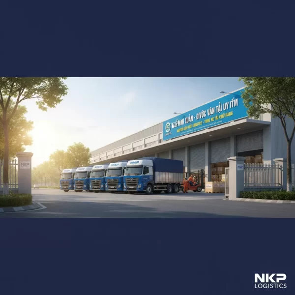 4. Đoàn xe tải chờ nhận hàng trong khu công nghiệp