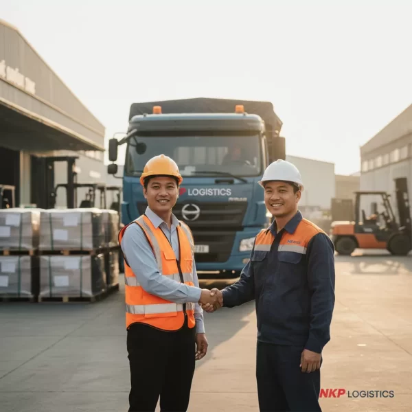 4. Khách hàng hài lòng bắt tay tài xế sau khi giao hàng thành công.