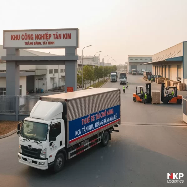 1. Xe tải đậu trước cổng Khu công nghiệp Tân Kim