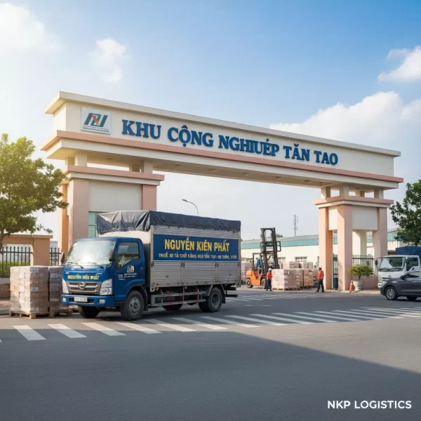 1. Xe tải Nguyễn Kiên Phát đậu trước cổng KCN Tân Tạo