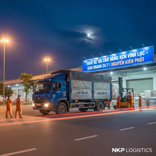 2. Xe tải chở hàng ban đêm tại Vĩnh Lộc