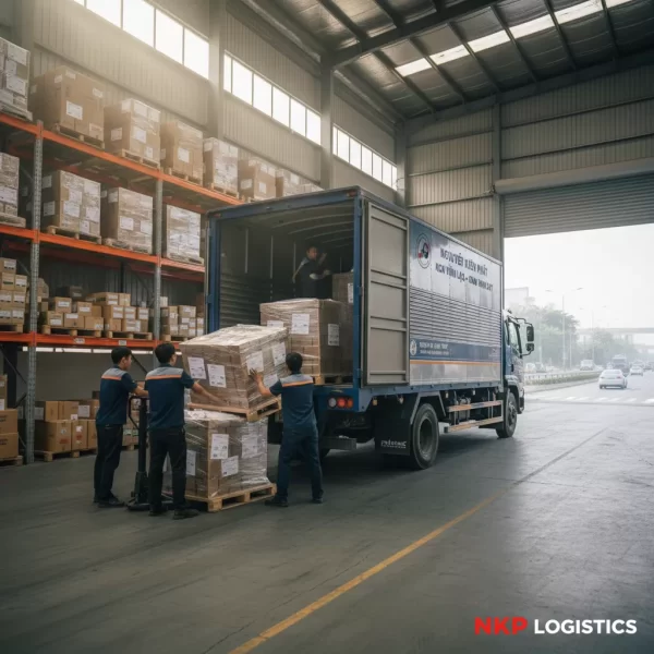 4. Bốc xếp hàng hóa lên xe tải trong kho