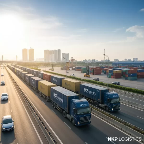 3. Đoàn xe container trên cao tốc