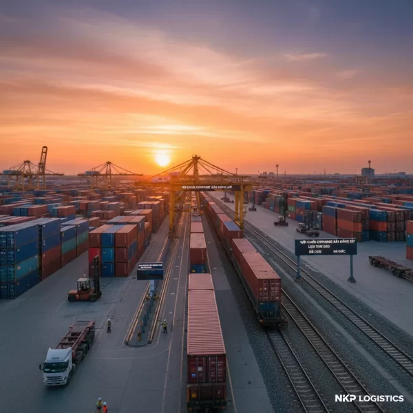 3. Sân ga container lúc hoàng hôn