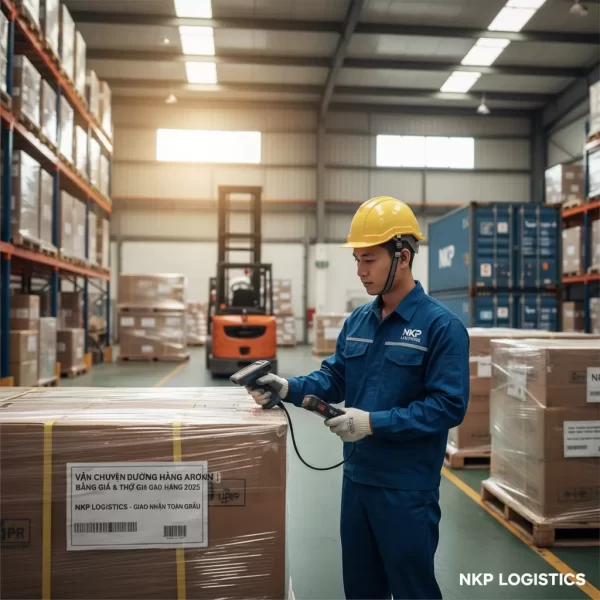 3. Nhân viên logistics quét mã vạch kiện hàng