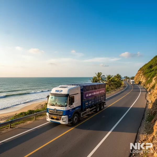 1.  Xe tải trên cung đường ven biển Bình Thuận.