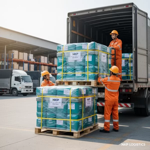 3.  Kiện hàng được bọc kỹ lưỡng sẵn sàng lên đường