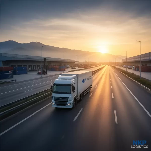 2. Xe tải lướt nhanh trên cao tốc lúc bình minh