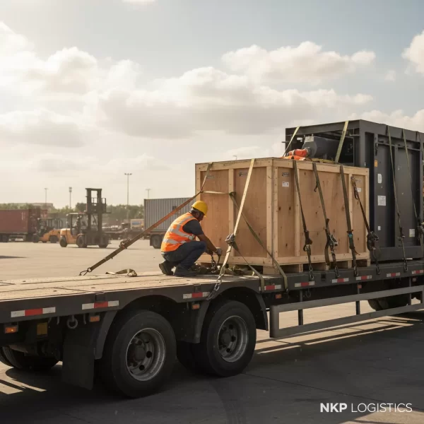 1. Chằng buộc hàng hóa trên mooc sàn