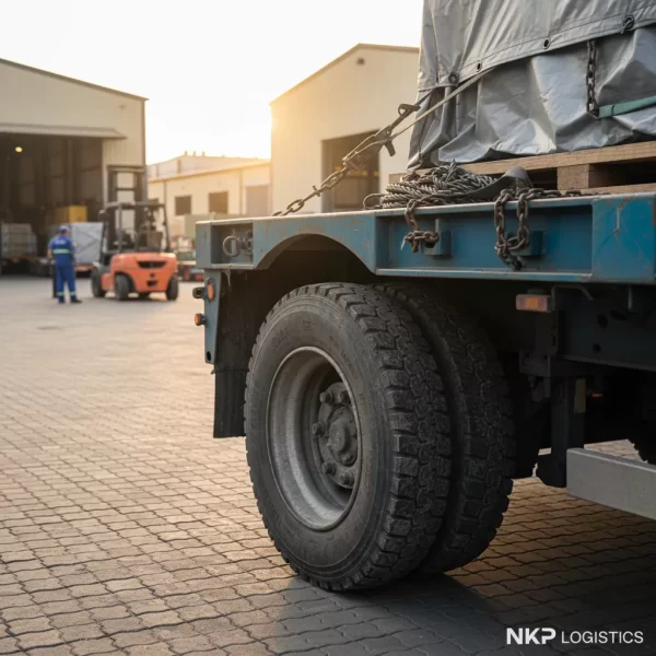 4. Cận cảnh bánh xe và sàn mooc