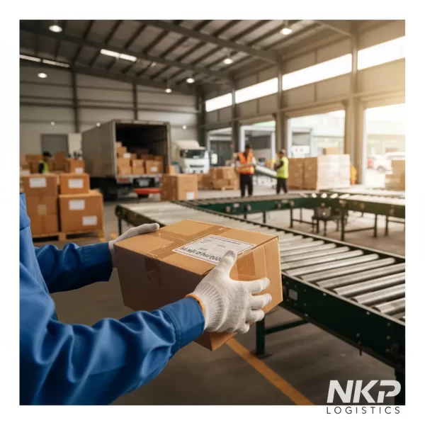 4. Bàn tay nhân viên nâng niu từng kiện hàng.